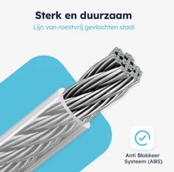 ENISTO® Waslijn - Uittrekbare Waslijn - Alternatief Droogrek - Waslijndraad Uittrekbaar - Roldrooglijn - Wasdraad - Ruimtebesparend - Wit - Enkele Lijn - 4,2 Meter - Met Of Zonder Boren -Schoonmaakmiddelen 1200x1192 19