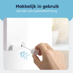 ENISTO® Waslijn - Uittrekbare Waslijn - Alternatief Droogrek - Waslijndraad Uittrekbaar - Roldrooglijn - Wasdraad - Ruimtebesparend - Wit - Enkele Lijn - 4,2 Meter - Met Of Zonder Boren -Schoonmaakmiddelen 1200x1192 21