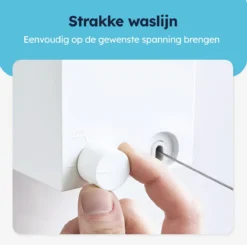 ENISTO® Waslijn - Uittrekbare Waslijn - Alternatief Droogrek - Waslijndraad Uittrekbaar - Roldrooglijn - Wasdraad - Ruimtebesparend - Wit - Enkele Lijn - 4,2 Meter - Met Of Zonder Boren -Schoonmaakmiddelen 1200x1192 23