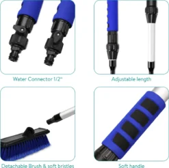 Navaris Telescopische Autowasborstel - Watergevoerde Wasborstel Voor Auto's En Ramen Met Uitschuifbare Lange Handgreep En Zachte Haren - Blauw -Schoonmaakmiddelen 1200x1193 9