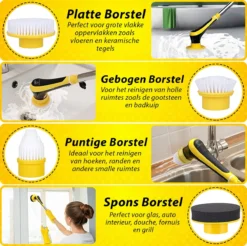 Trendosa Elektrische Schoonmaakborstel - Elektrische Schrobborstel - Poetsmachine - Handborstel - Scrubber- De Badkamer/Keuken/Auto- 10 Opzetstukken Geel -Schoonmaakmiddelen 1200x1195 31