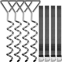 Monzana Grondankers 4 Stuks 42,5cm – Met 4 Spanbanden - RVS