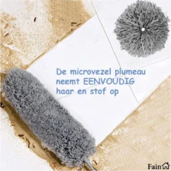 Fain® Plumeau Met Telescoopsteel – Grijs – 80 Tot 280 Cm - Uitschuifbaar – Wasbaar - Flexibel 360° Draaibaar – Duster - Microvezel Ragebol -Schoonmaakmiddelen 1200x1198 29