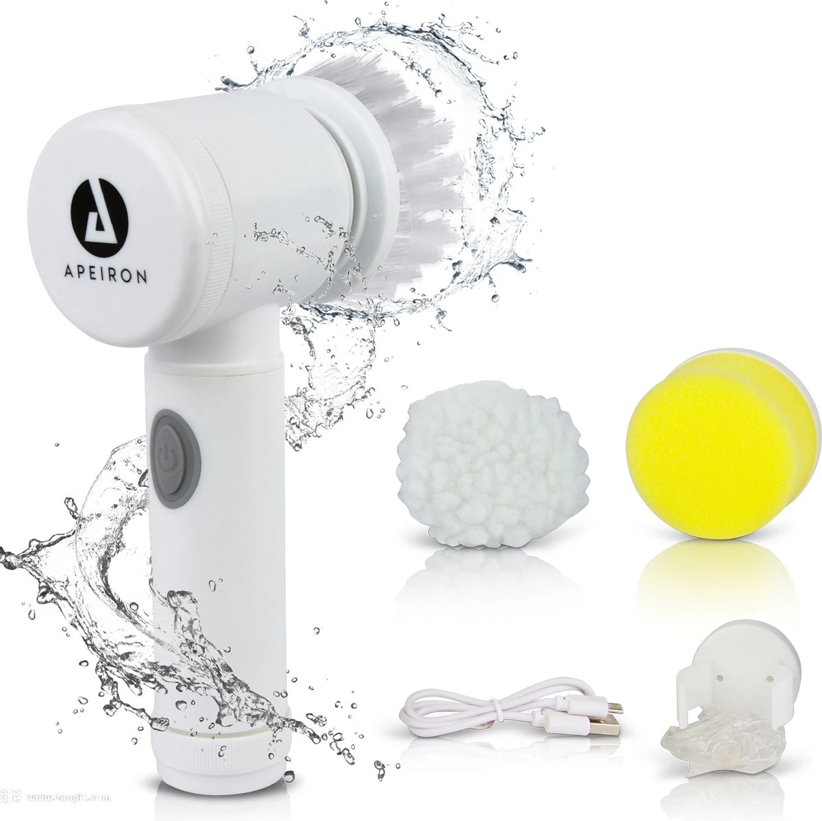 Apeiron Elektrische Schoonmaakborstel - Poetsmachine - Poliermachine - Schrobborstel - Handborstel - Werkborstel - Schrobber - Boorborstel - Wasborstel - Schoonmaakmiddelen - Reinigingsborstel - 3 Opzetstukken 1 Apeiron Elektrische Schoonmaakborstel - Poetsmachine - Poliermachine - Schrobborstel - Handborstel - Werkborstel - Schrobber - Boorborstel - Wasborstel - Schoonmaakmiddelen - Reinigingsborstel - 3 Opzetstukken