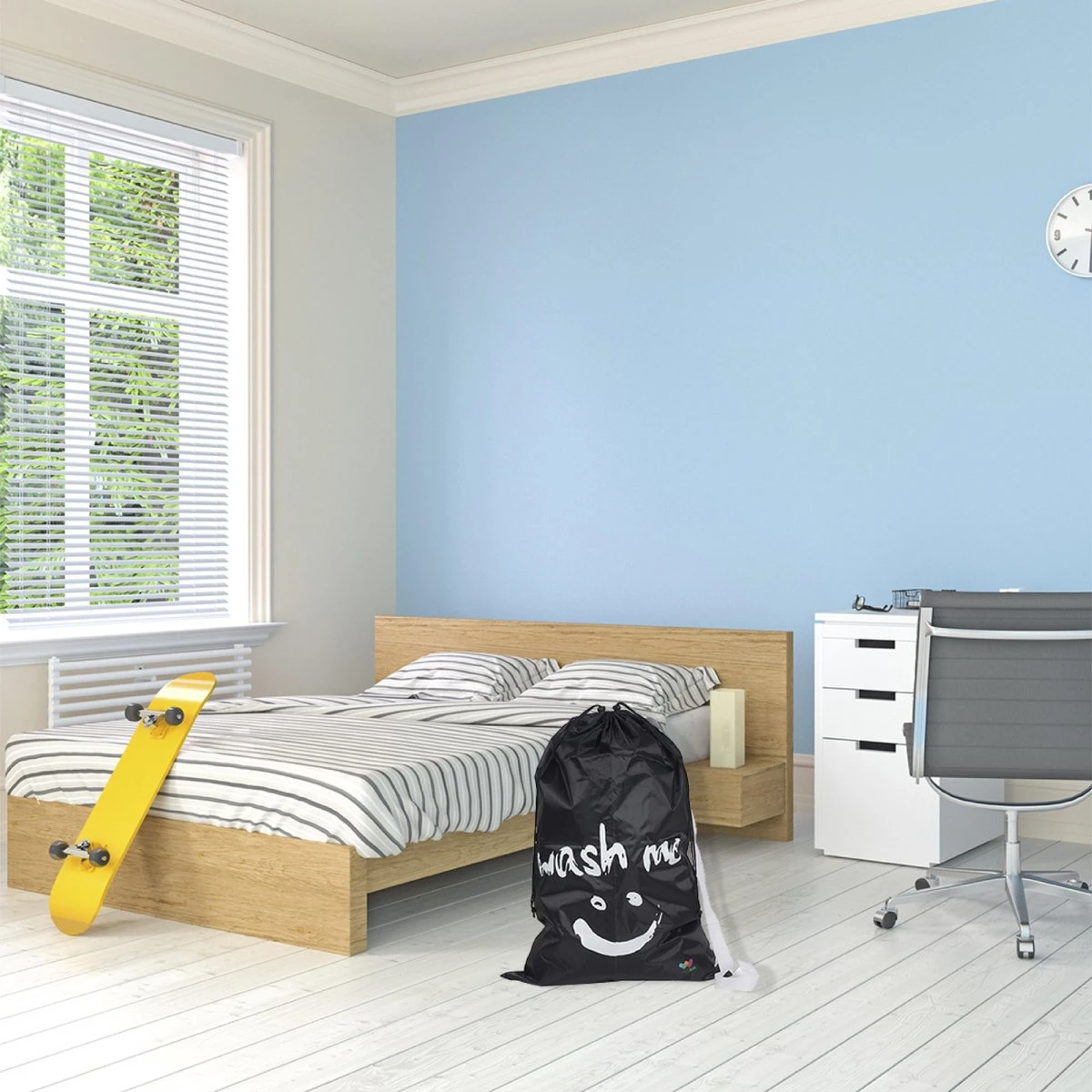 Wonair - Waszak Groot - 60x90cm - Zwart - Met Trekkoord En Draagband 4 Wonair - Waszak Groot - 60x90cm - Zwart - Met Trekkoord En Draagband - Afbeelding 4