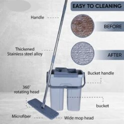 Add To Life Dweilsysteem Vloerwisser - Mop - Self-wash- En Droogsysteem - 2 Stuks Absorberende Pads - Met Emmer - Grijs 11 Add To Life Dweilsysteem Vloerwisser - Mop - Self-wash- En Droogsysteem - 2 Stuks Absorberende Pads - Met Emmer - Grijs -Schoonmaakmiddelen 1200x1200 1285