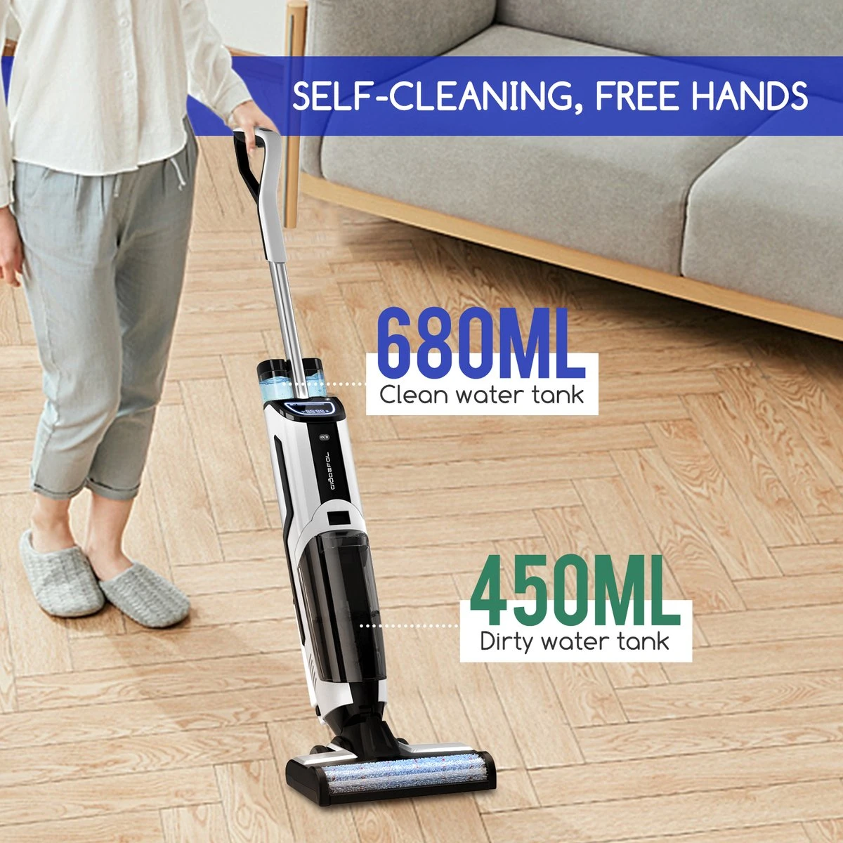 Aigostar 3 In 1 Vloerreiniger - Stofzuiger En Dweilen In 1 - Steelstofzuiger Met Dweilfunctie - Dweilapparaat Draadloos - Whale 33ZDR 2 Aigostar 3 In 1 Vloerreiniger - Stofzuiger En Dweilen In 1 - Steelstofzuiger Met Dweilfunctie - Dweilapparaat Draadloos - Whale 33ZDR - Afbeelding 2