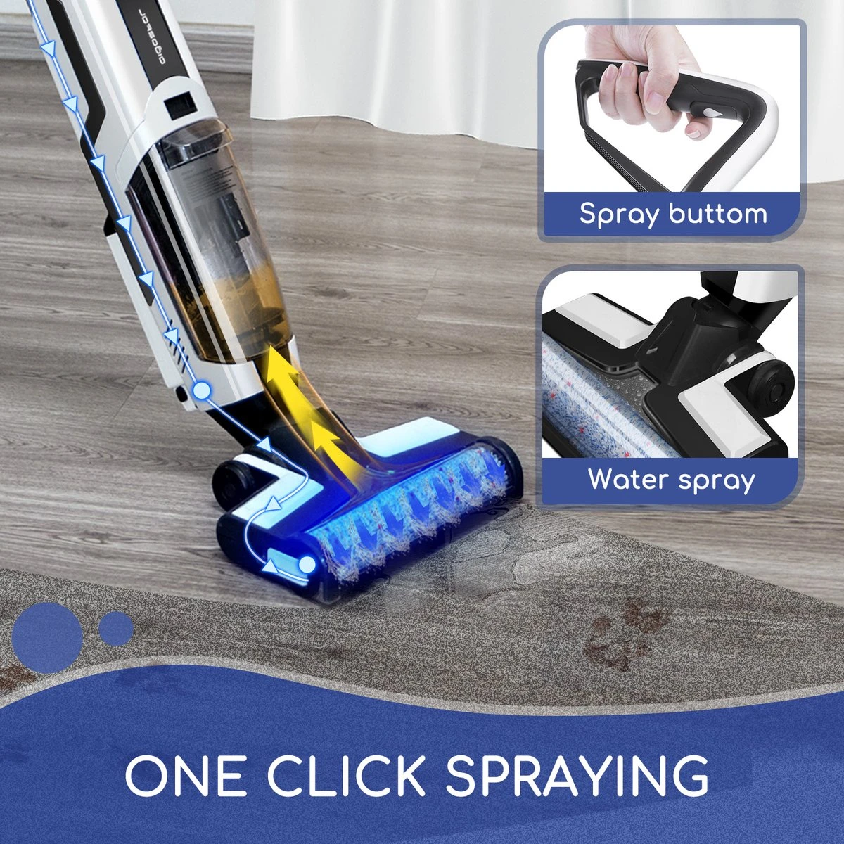 Aigostar 3 In 1 Vloerreiniger - Stofzuiger En Dweilen In 1 - Steelstofzuiger Met Dweilfunctie - Dweilapparaat Draadloos - Whale 33ZDR 10 Aigostar 3 In 1 Vloerreiniger - Stofzuiger En Dweilen In 1 - Steelstofzuiger Met Dweilfunctie - Dweilapparaat Draadloos - Whale 33ZDR - Afbeelding 10