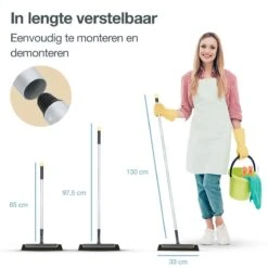 Merkloos Vloertrekker Met Steel - Perfect. Voor Vloer & Raam - Verstelbare Lengte - 180 Graden Draaibaar - Douchewisser - Vloerwisser - Verwijderbare Handgreep-130 Cm -Schoonmaakmiddelen 1200x1200 1367
