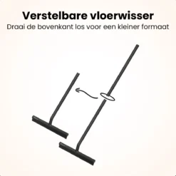 NovaQ® Vloerwisser Met Steel - Vloertrekker Met Steel - Douchewisser Zwart - Raamwisser Douche - Badkamer Trekker - Vloerwisser Zwart 2 In 1 Set Inclusief Ophanghaken -Schoonmaakmiddelen 1200x1200 1375