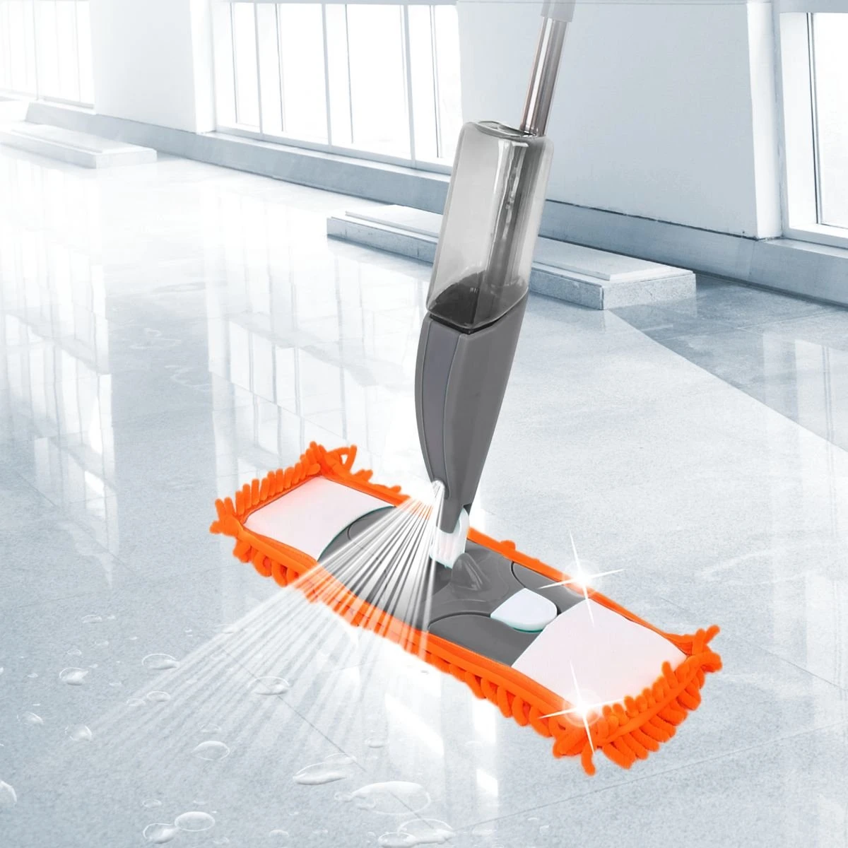 Clever Clean, Prime Spray Mop - Vloerwisser Met Spray Functie – Oranje/Grijs – Dweilsysteem Voor Alle Vloeren Met Microvezel Dweil 2 Clever Clean, Prime Spray Mop - Vloerwisser Met Spray Functie – Oranje/Grijs – Dweilsysteem Voor Alle Vloeren Met Microvezel Dweil - Afbeelding 2