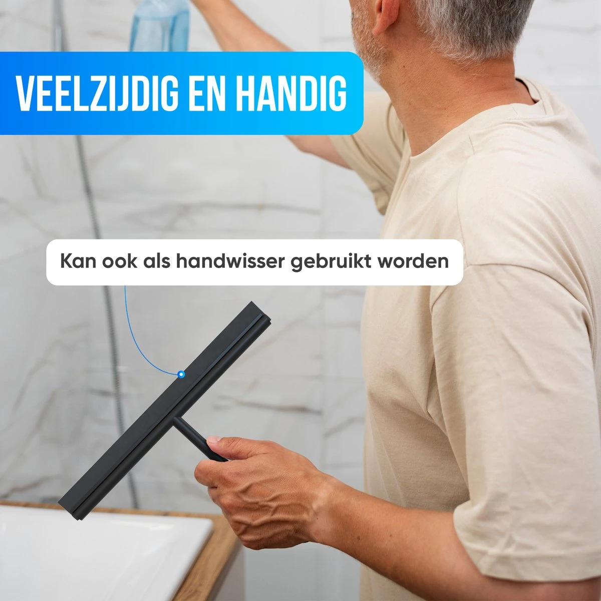 Avalo Vloertrekker Met Steel - Luxe Vloerwisser - Aluminium Water Trekker - Douche Wisser - Badkamer - Zwart - 136x40 CM 4 Avalo Vloertrekker Met Steel - Luxe Vloerwisser - Aluminium Water Trekker - Douche Wisser - Badkamer - Zwart - 136x40 CM - Afbeelding 4