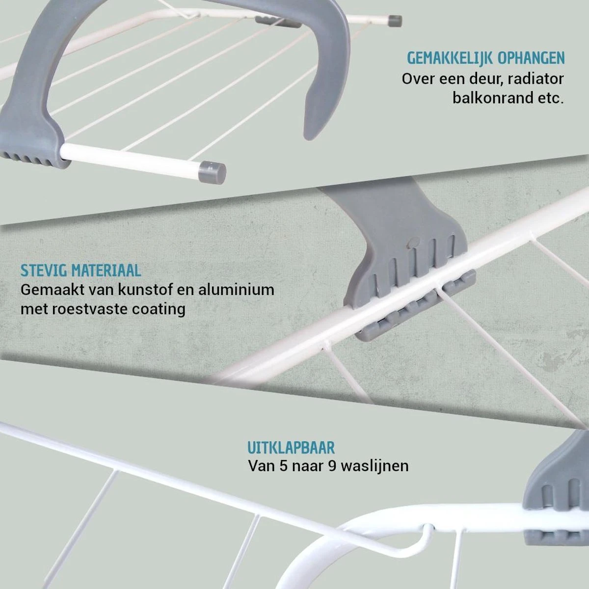 Vannons - Wasrek - Droogrek Inklapbaar - Droogrek Hangend - Over De Deur Radiator Of Balkon - 9 Lijnen - Verstelbaar 5 Vannons - Wasrek - Droogrek Inklapbaar - Droogrek Hangend - Over De Deur Radiator Of Balkon - 9 Lijnen - Verstelbaar - Afbeelding 5