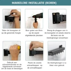 Westhome - Wanddroogrek - Kledingrek- Droogrek Muur - Wasrek Hangend - Zwart -Schoonmaakmiddelen 1200x1200 1666