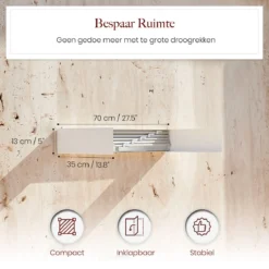 Homestic© Inklapbaar Droogrek Medium - 3.5m Drooglengte - Universeel Wasrek Voor In De Badkamer/Tuin/Slaapkamer/Balkon - Aluminium - Wit -Schoonmaakmiddelen 1200x1200 1677