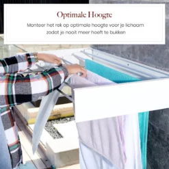 Homestic© Inklapbaar Droogrek Medium - 3.5m Drooglengte - Universeel Wasrek Voor In De Badkamer/Tuin/Slaapkamer/Balkon - Aluminium - Wit -Schoonmaakmiddelen 1200x1200 1681