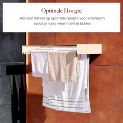 Homestic© Inklapbaar Droogrek - 6m Drooglengte - Universeel Wasrek Voor In De Badkamer/Tuin/Slaapkamer/Balkon - Aluminium - Cappuccino -Schoonmaakmiddelen 1200x1200 1717