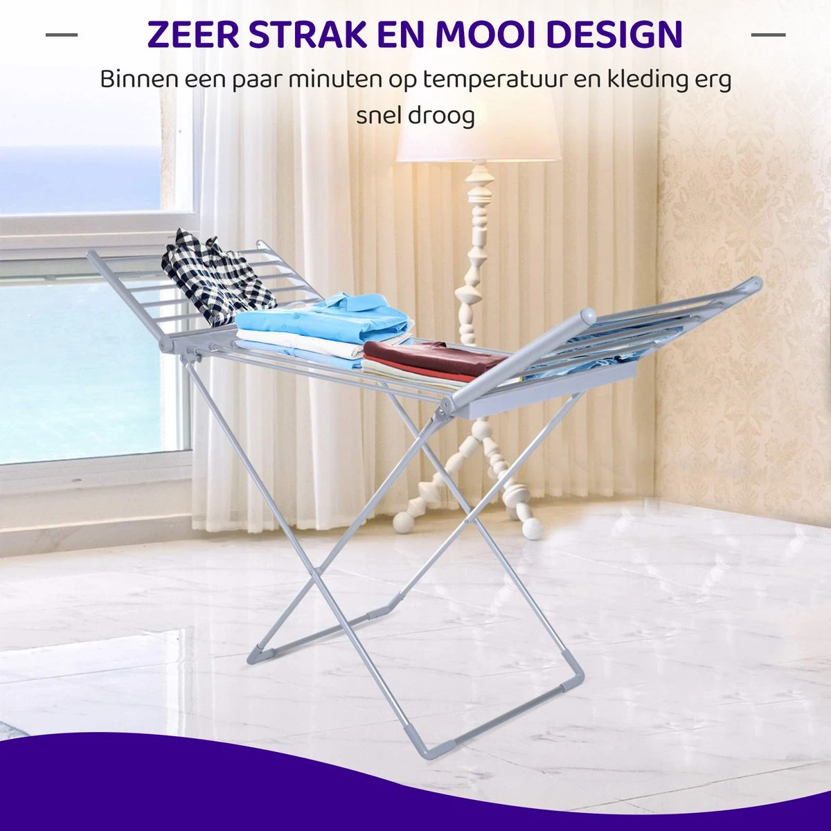 Ce.Goods Elektrisch Droogrek - Verwarmd Wasrek - Droogrek Elektrisch - Inklapbaar Droogrek - Snel Drogend Wasrek 4 Ce.Goods Elektrisch Droogrek - Verwarmd Wasrek - Droogrek Elektrisch - Inklapbaar Droogrek - Snel Drogend Wasrek - Afbeelding 4