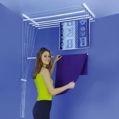 Premier Linens Plafond Droogrek Hangend 6 Stangen Van 120cm – Droogrek Balkon – Wasrek Hangend - Ruimtebesparend