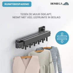 HoMega Wanddroogrek - Droogrek Muur - Inklapbaar - Kledingstang - Kledingrek - Wasrek Muur - Wasrek - Zwart -Schoonmaakmiddelen 1200x1200 1774