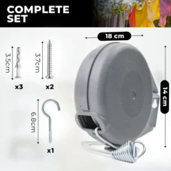 Prezza Waslijn Uittrekbaar - Waslijndraad - 12 Meter - Wasdraad - Uittrekbare Waslijn - Roldrooglijn -Schoonmaakmiddelen 1200x1200 1799