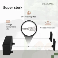 Noswo Waslijn Uittrekbaar - Binnen En Buiten - 8.4m - Roldrooglijn - Waslijndraad - Wasdraad - Drooglijn - Zwart -Schoonmaakmiddelen 1200x1200 1802