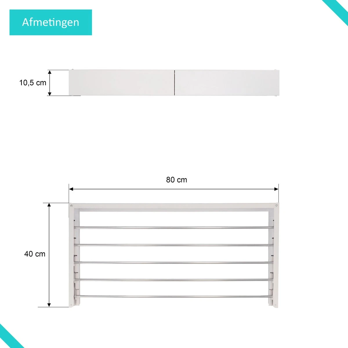 KROMS Wanddroogrek Wit 100 Cm - MET BOORMAL - Droogrek Inklapbaar - Wasrek Hangend - Uitklapbaar - Muur - Ophangbaar - 6m Drooglengte 2 KROMS Wanddroogrek Wit 100 Cm - MET BOORMAL - Droogrek Inklapbaar - Wasrek Hangend - Uitklapbaar - Muur - Ophangbaar - 6m Drooglengte - Afbeelding 2
