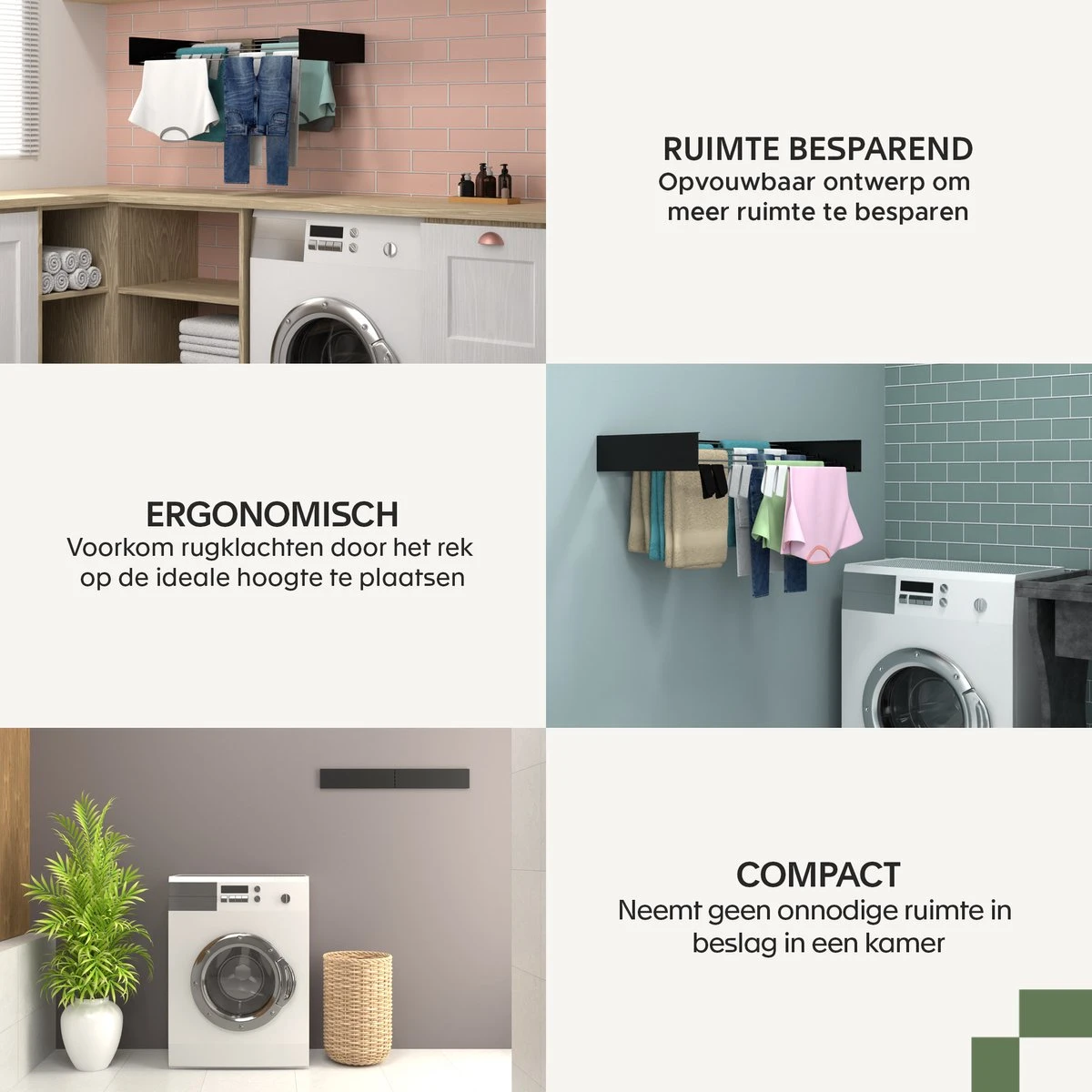 Noswo Droogrek Inklapbaar - Wanddroogrek - Wasrek Hangend - Uitklapbaar - Muur - Ophangbaar - 4m Drooglengte - Zwart 3 Noswo Droogrek Inklapbaar - Wanddroogrek - Wasrek Hangend - Uitklapbaar - Muur - Ophangbaar - 4m Drooglengte - Zwart - Afbeelding 3