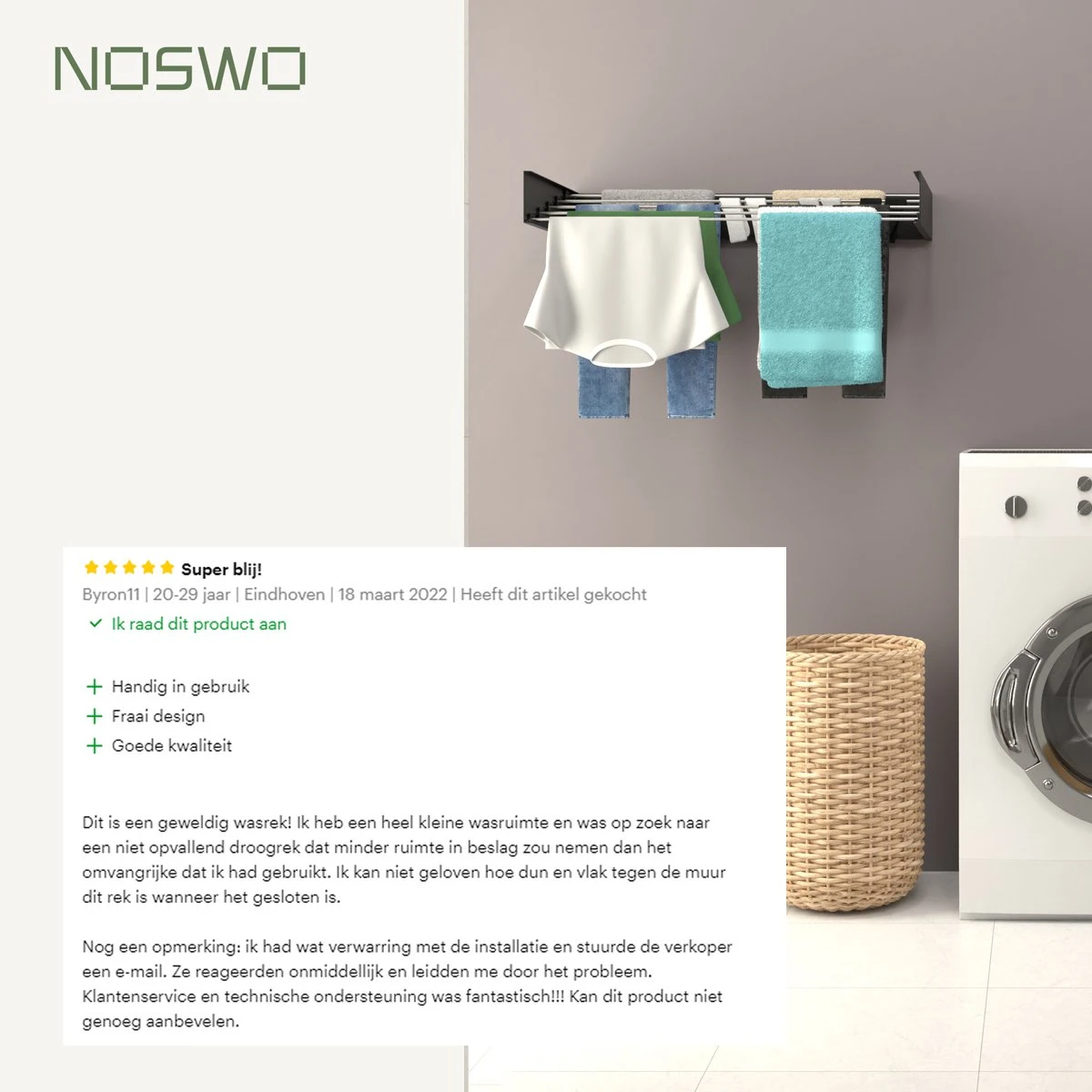Noswo Droogrek Inklapbaar - Wanddroogrek - Wasrek Hangend - Uitklapbaar - Muur - Ophangbaar - 4m Drooglengte - Zwart 7 Noswo Droogrek Inklapbaar - Wanddroogrek - Wasrek Hangend - Uitklapbaar - Muur - Ophangbaar - 4m Drooglengte - Zwart - Afbeelding 7