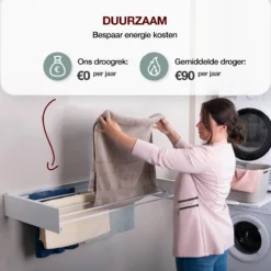 Homestic© Inklapbaar Droogrek - 6m Drooglengte - Universeel Wasrek Voor In De Badkamer/Tuin/Slaapkamer/Balkon - Aluminium - Wit -Schoonmaakmiddelen 1200x1200 1879