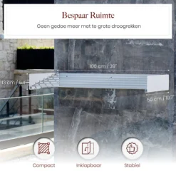 Homestic© Inklapbaar Droogrek - 6m Drooglengte - Universeel Wasrek Voor In De Badkamer/Tuin/Slaapkamer/Balkon - Aluminium - Wit -Schoonmaakmiddelen 1200x1200 1881