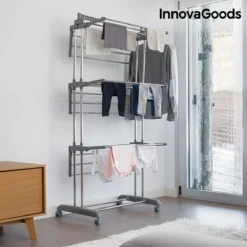 Innovagoods OPVOUWBARE WASLIJN MET WIELEN (18 STANGEN) - Waslijn - Waslijn Uittrekbaar - Drooglijn - Droogtoren - Wasrek Inklapbaar - Wasrek - Droogrek -Schoonmaakmiddelen 1200x1200 1912