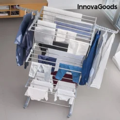 Innovagoods OPVOUWBARE WASLIJN MET WIELEN (18 STANGEN) - Waslijn - Waslijn Uittrekbaar - Drooglijn - Droogtoren - Wasrek Inklapbaar - Wasrek - Droogrek -Schoonmaakmiddelen 1200x1200 1913