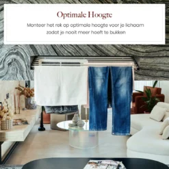 Homestic© Inklapbaar Droogrek - 6m Drooglengte - Universeel Wasrek Voor In De Badkamer/Tuin/Slaapkamer/Balkon - Aluminium - Antraciet -Schoonmaakmiddelen 1200x1200 1925