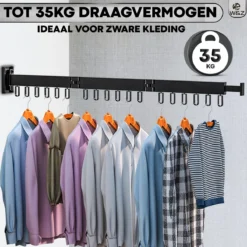 W&Z Droogrek Zonder Boren Inklapbaar Universeel Wasrek - Zwart -Schoonmaakmiddelen 1200x1200 1940