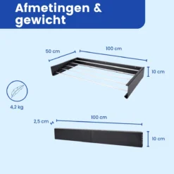InnoHOME Droogrek Inklapbaar - Wasrek Hangend - Wanddroogrek Uitklapbaar - Muur - 5m Drooglengte - RVS - Zwart -Schoonmaakmiddelen 1200x1200 1952