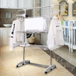 Herzberg HG-5015- Droogrek Multifunctioneel - Opvouwbaar - RVS - Wit - 88-145 Cm X 66 Cm X 156 Cm -Schoonmaakmiddelen 1200x1200 1989