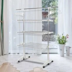 Herzberg HG-5015- Droogrek Multifunctioneel - Opvouwbaar - RVS - Wit - 88-145 Cm X 66 Cm X 156 Cm -Schoonmaakmiddelen 1200x1200 1992