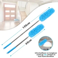 JUST23 Plumeau Uitschuifbaar Met Telescoopsteel – 60 Tot 140 Cm – Ragebol – Stoffer – Duster - Blauw - Incl. Microfiber Doek -Schoonmaakmiddelen 1200x1200 2057