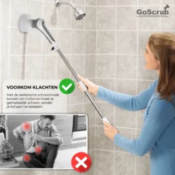 GoScrub® Elektrische Schoonmaakborstel – Elektrische Schrobber - Schrobborstel – Voor Badkamer Of Keuken – Schrobber Met Steel – Luiwagen – Polijstmachine - Poetsmachine Met 10 Opzetstukken -Schoonmaakmiddelen 1200x1200 2064