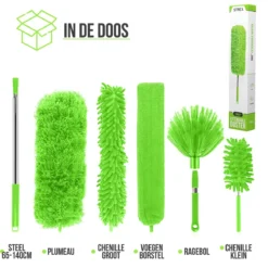 Strex Telescopische Plumeau Set Met Telescoopsteel - 60 Tot 140 Cm - Uitschuifbaar - Flexibel - Microvezel Ragebol - 5-Delige Schoonmaak Set -Schoonmaakmiddelen 1200x1200 2169