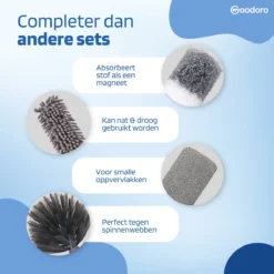 Woodoro Ragebol Uitschuifbaar Complete 9-Delige Set - Verstelbare Telescoopsteel - Plumeau - RVS - Zwart & Grijs -Schoonmaakmiddelen 1200x1200 2223