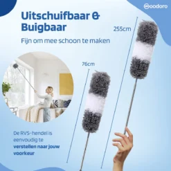 Woodoro Ragebol Uitschuifbaar Complete 9-Delige Set - Verstelbare Telescoopsteel - Plumeau - RVS - Zwart & Grijs -Schoonmaakmiddelen 1200x1200 2226