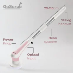 GoScrub® Elektrische Schoonmaakborstel – Elektrische Schrobber - Schrobborstel – Voor Badkamer Of Keuken – Schrobber Met Steel – Luiwagen – Polijstmachine - Roze -Schoonmaakmiddelen 1200x1200 2263