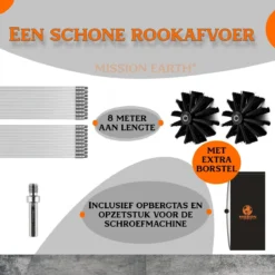 Schoorsteenveegset - 8 Meter - 2 Borstelkoppen - Professioneel - Schoorsteen Borstel - Veegkit - Haardset Voor Houtkachel - Flexibel - Schoorsteenveger - Pelletkachel Accessoires - Schoorsteen Reiniger - Geschikt Voor Boormachines -Schoonmaakmiddelen 1200x1200 2277