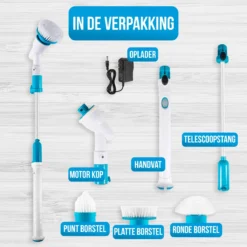 Strex Elektrische Schoonmaakborstel - Draadloze Schrobborstel - Schrobber - 3 Opzetstukken - Telescoopsteel - Poetsmachine Met Krachtige Accu -Schoonmaakmiddelen 1200x1200 2313