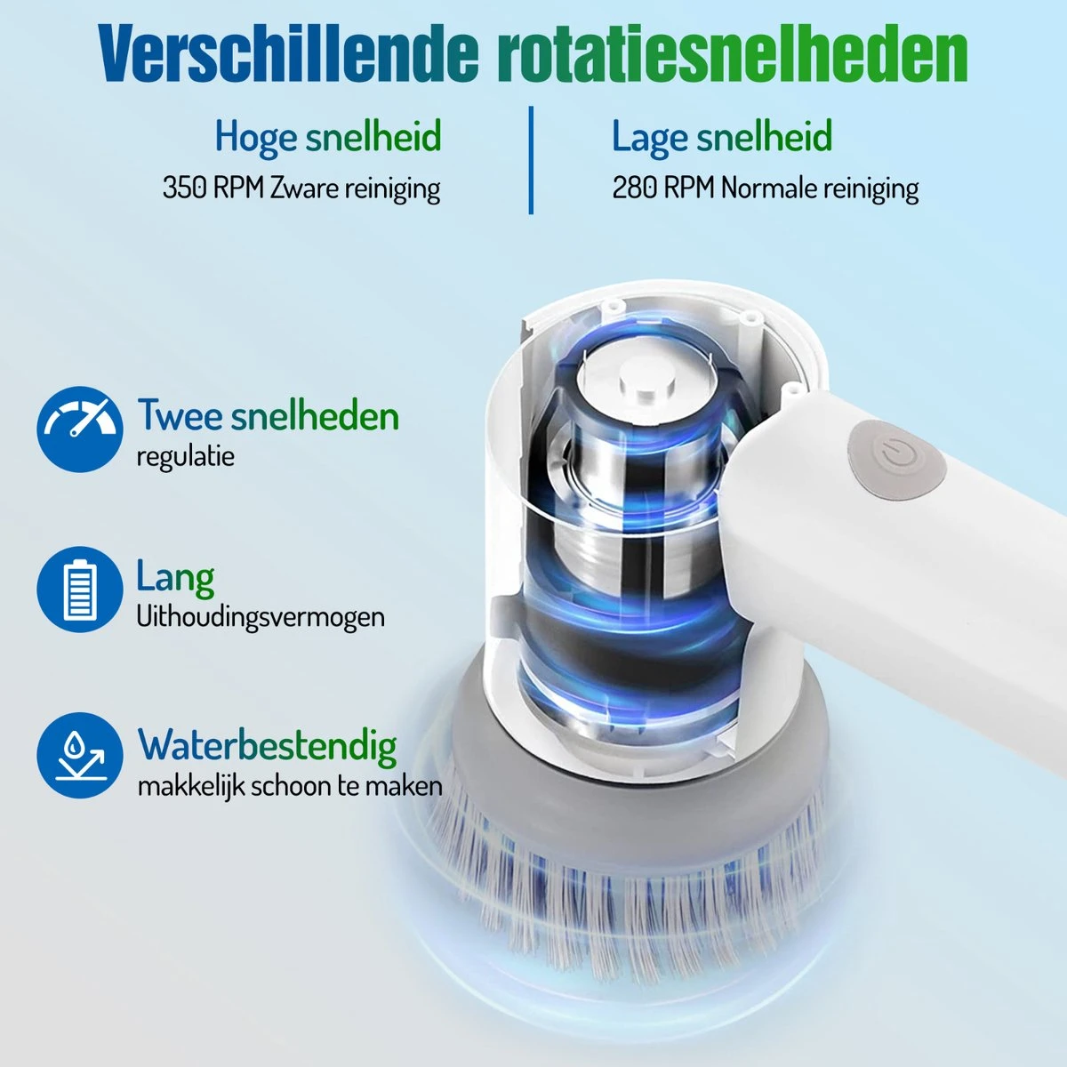 Elektrische Schoonmaakborstel - Schrobborstel - Handborstel - Schuurborstel - Schrobber - Badkamer - Toilet - Keuken 6 Elektrische Schoonmaakborstel - Schrobborstel - Handborstel - Schuurborstel - Schrobber - Badkamer - Toilet - Keuken - Afbeelding 6