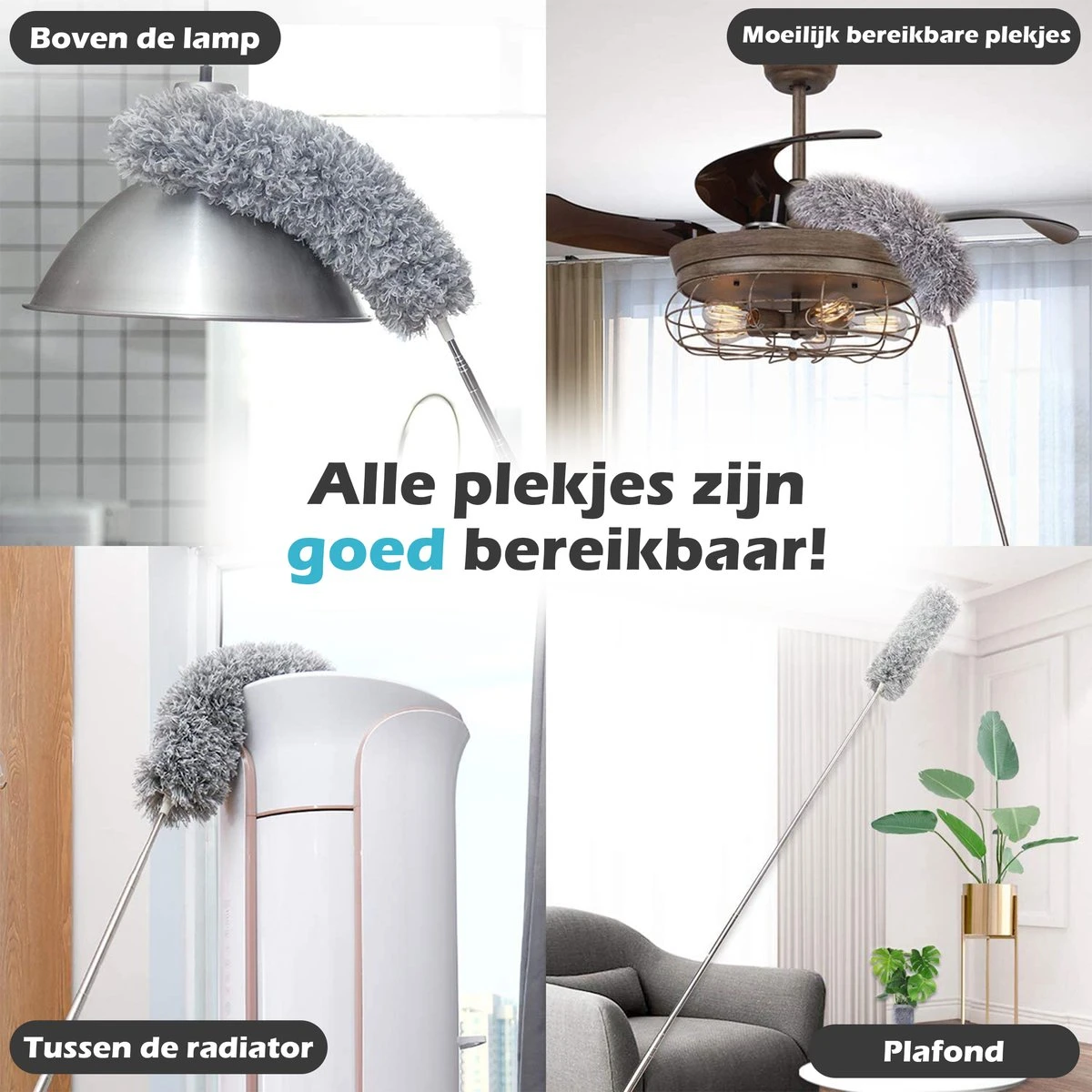 JUST23 Plumeau Uitschuifbaar Met Telescoopsteel – 60 Tot 140 Cm – Ragebol – Stoffer – Duster – Grijs – Incl. Microfiber Doek 2 JUST23 Plumeau Uitschuifbaar Met Telescoopsteel – 60 Tot 140 Cm – Ragebol – Stoffer – Duster – Grijs – Incl. Microfiber Doek - Afbeelding 2