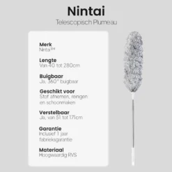 Plumeau Uitschuifbaar Tot 280cm - RVS - Telescopisch - Plumeau Met Telescoopsteel - 360° Flexibel -Schoonmaakmiddelen 1200x1200 2368