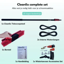 Cleanlix Telescoopsteel Met Borstel - Met Waterdoorvoer - Telescopische Wasborstel - Ramenwassen - Uitschuifbaar Tot 9 Meter -Schoonmaakmiddelen 1200x1200 2398